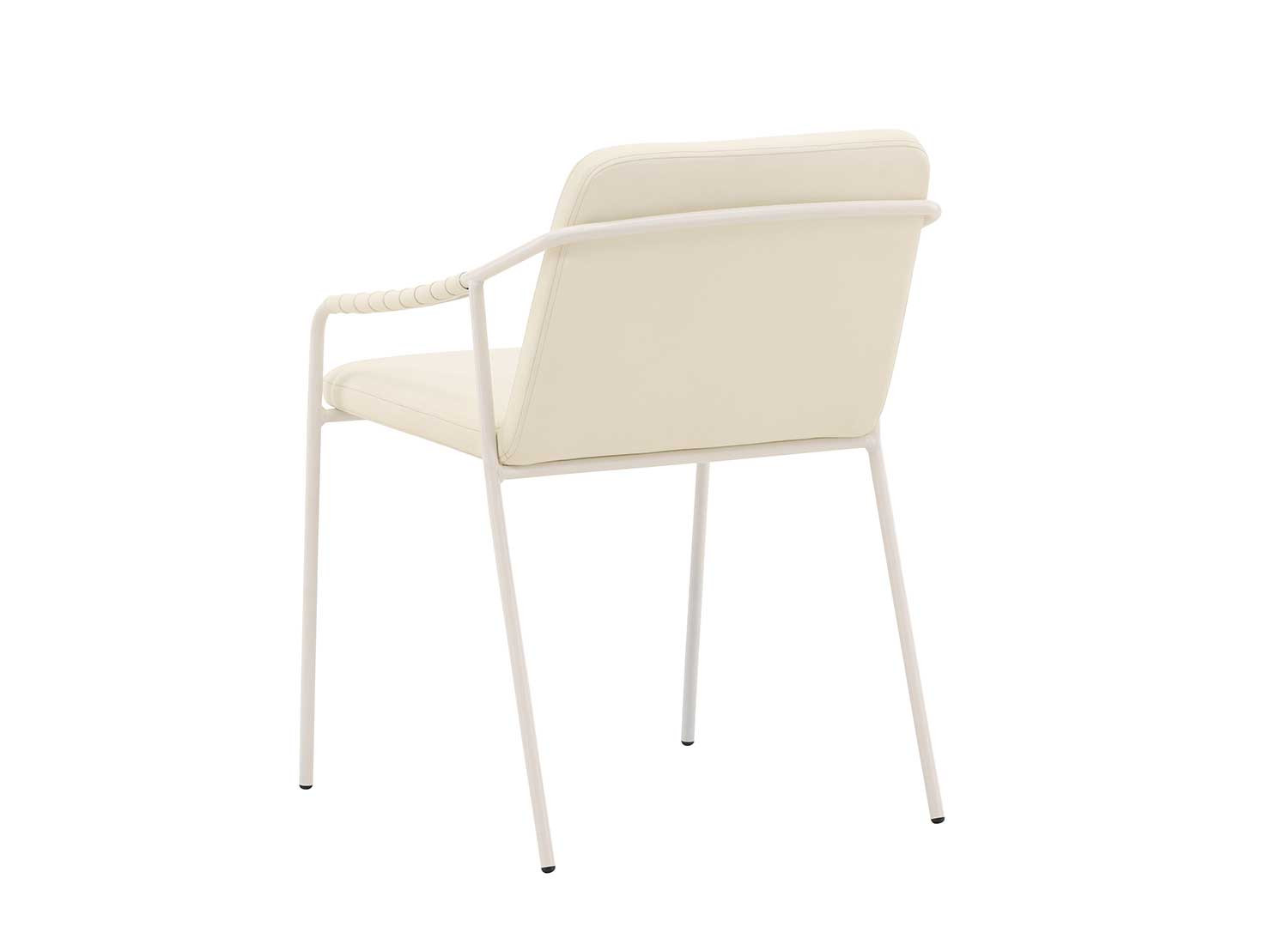 Lot de 2 chaises simili cuir et acier beige
