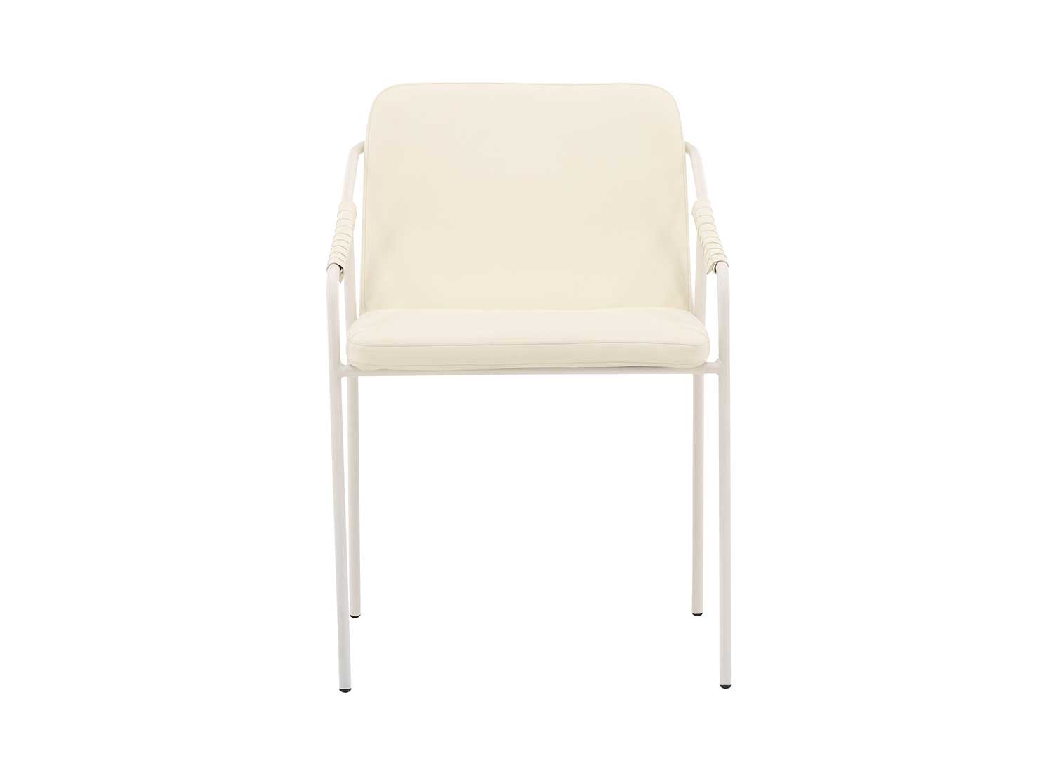 Lot de 2 chaises simili cuir et acier beige