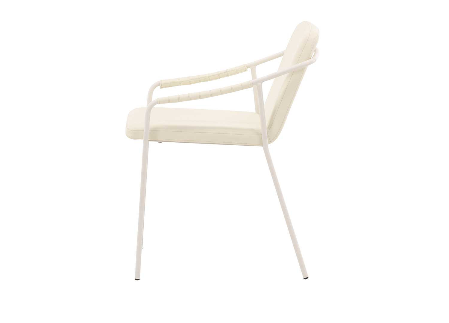 Lot de 2 chaises simili cuir et acier beige