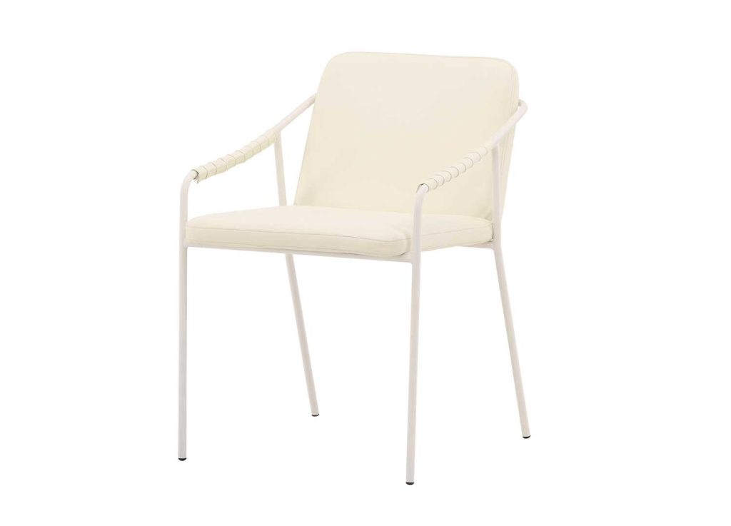 Lot de 2 chaises simili cuir et acier beige