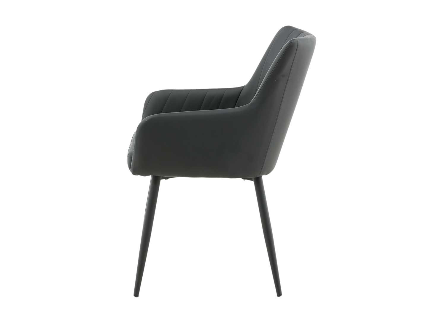 Lot de 2 chaises simili cuir noir avec accoudoirs