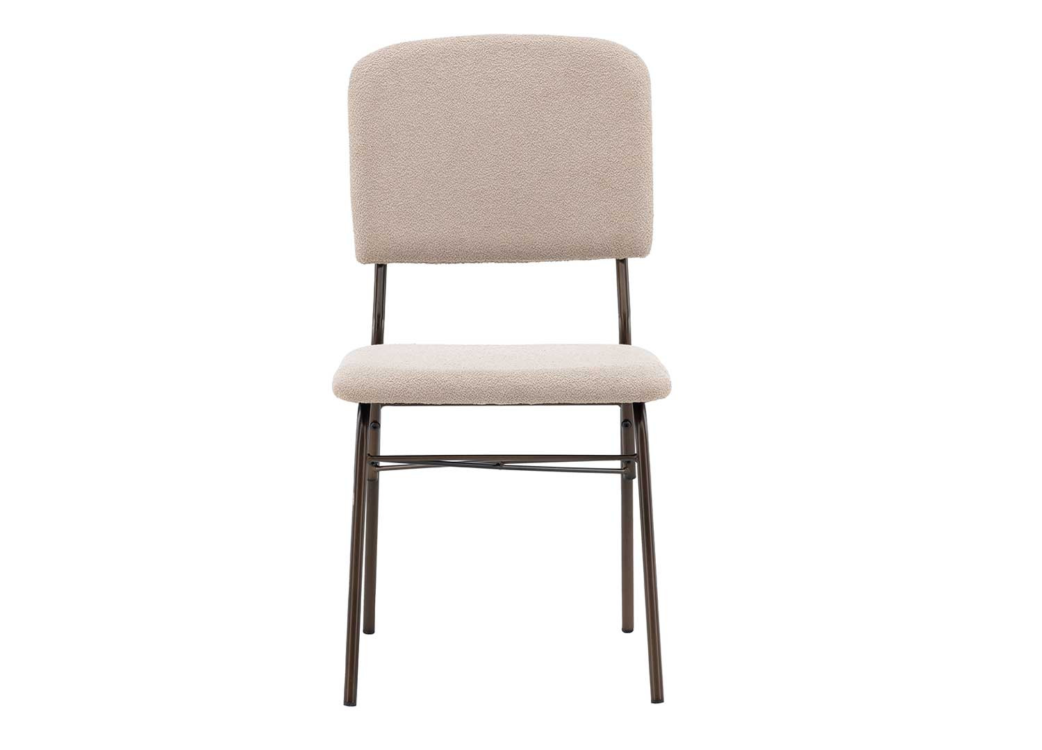 Lot de 2 chaises tissu beige et pieds en acier marron