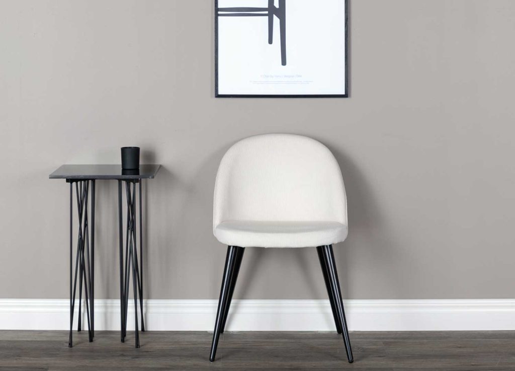Lot de 2 chaises tissu côtelé velours blanc