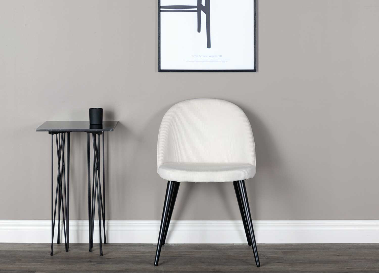 Lot de 2 chaises tissu côtelé velours blanc