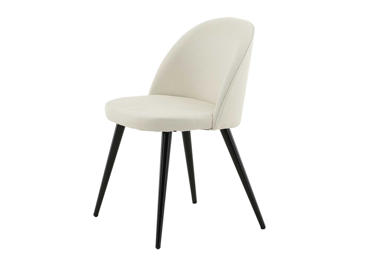 Lot de 2 chaises tissu côtelé velours blanc