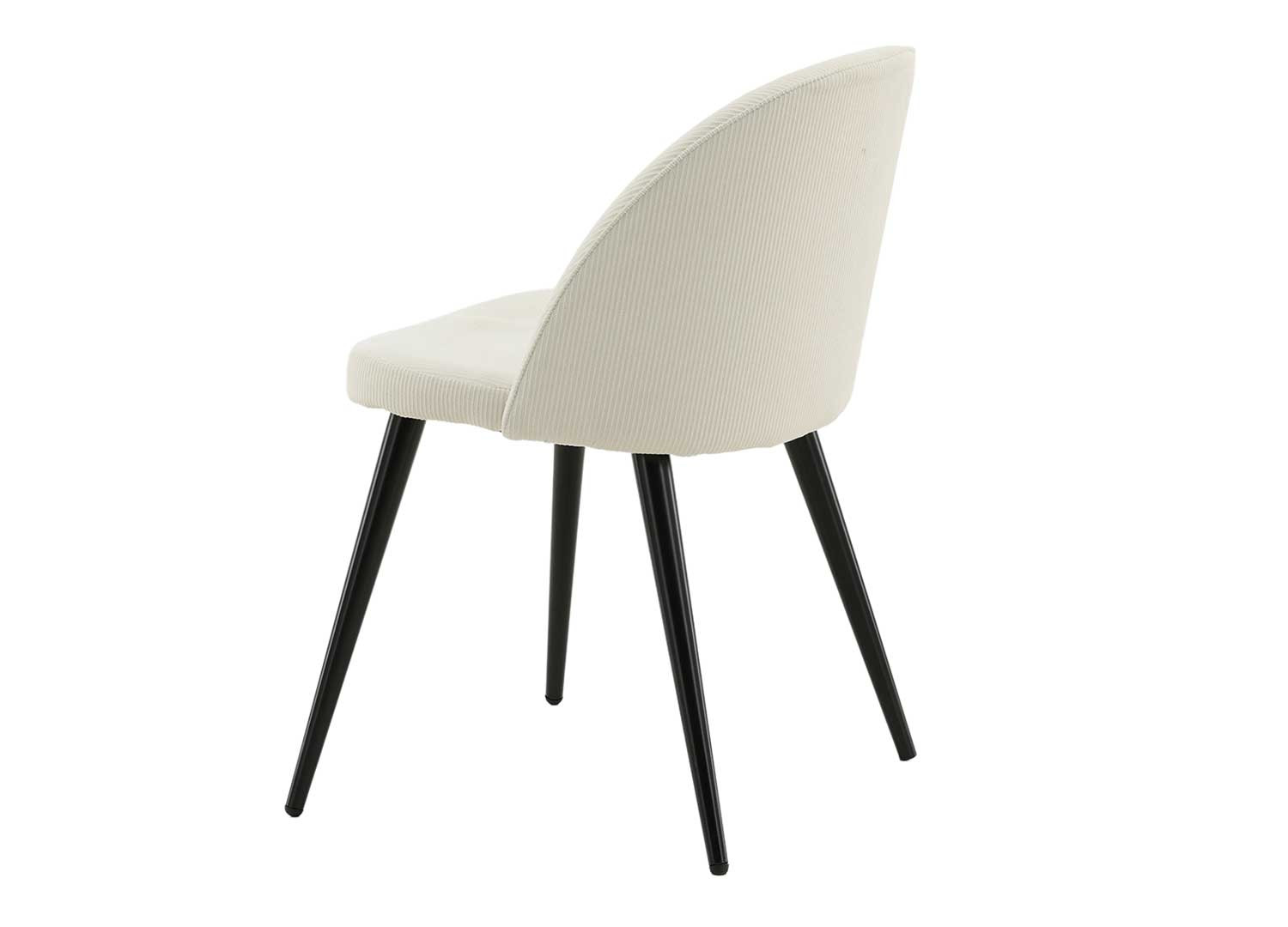 Lot de 2 chaises tissu côtelé velours blanc