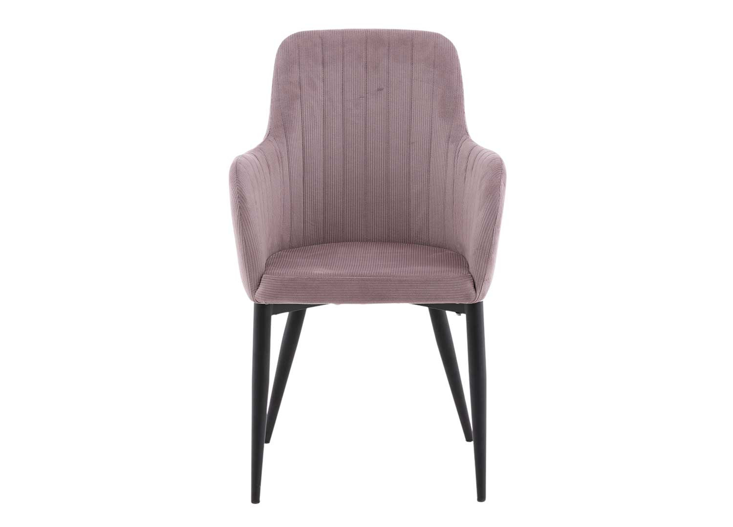 Lot de 2 chaises tissu côtelé vieux rose et acier