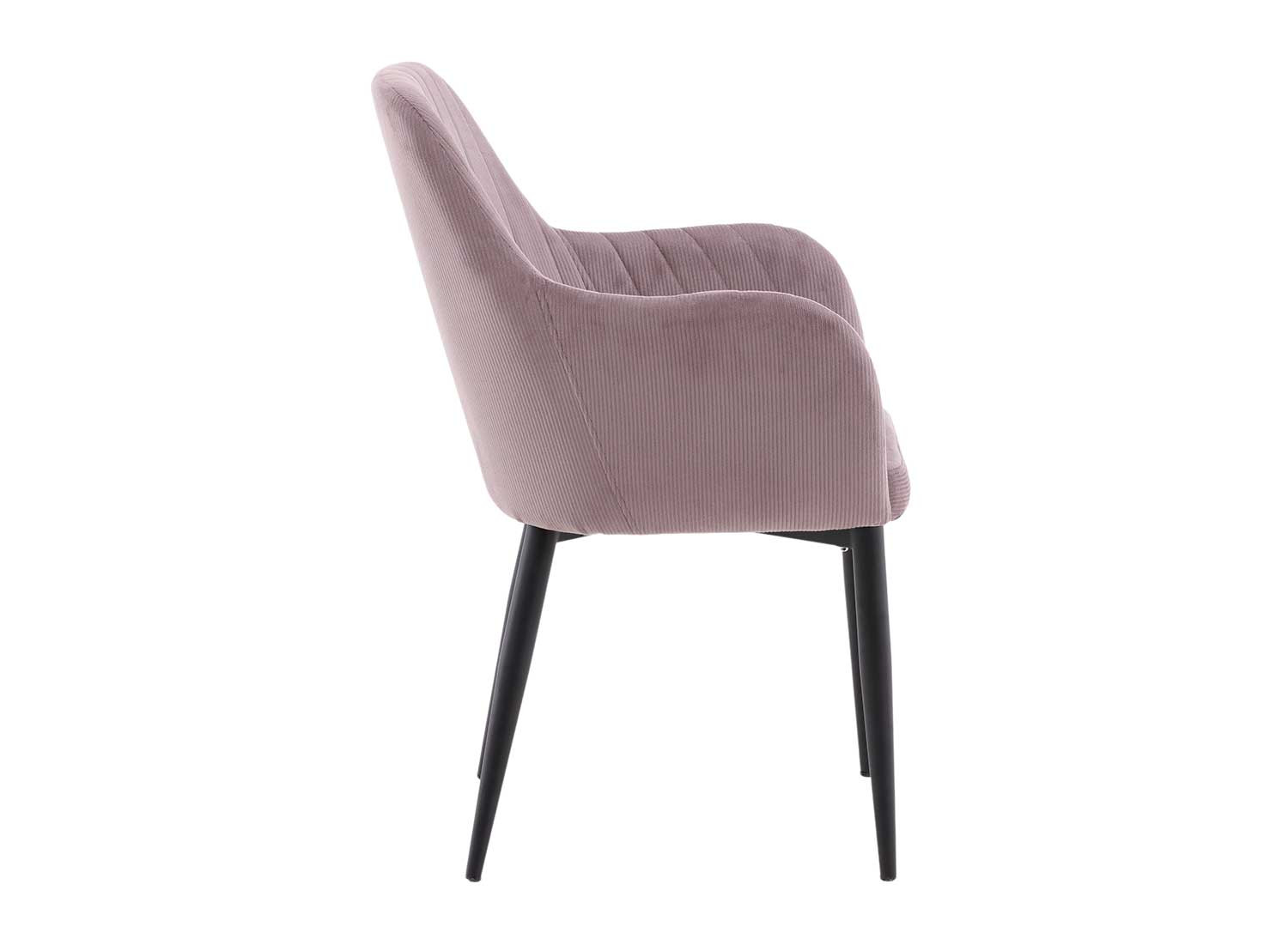 Lot de 2 chaises tissu côtelé vieux rose et acier