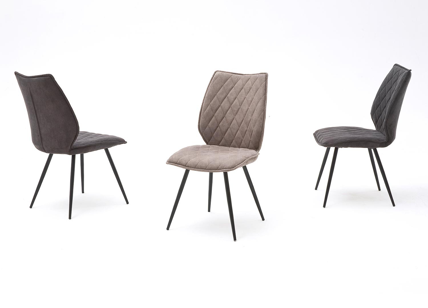 Lot de 2 chaises tissu matelassées style industriel