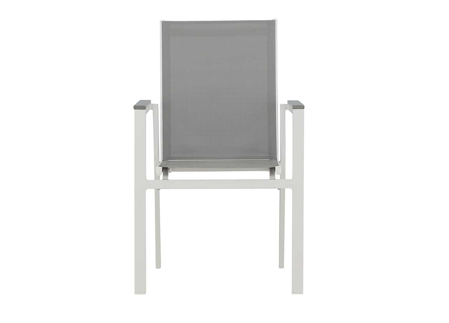 Lot de 2 fauteuils de jardin empilables gris et blanc