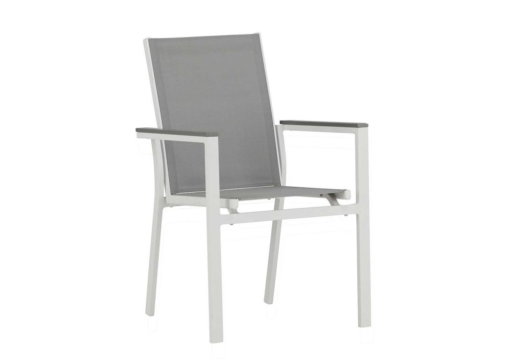 Lot de 2 fauteuils de jardin empilables gris et blanc