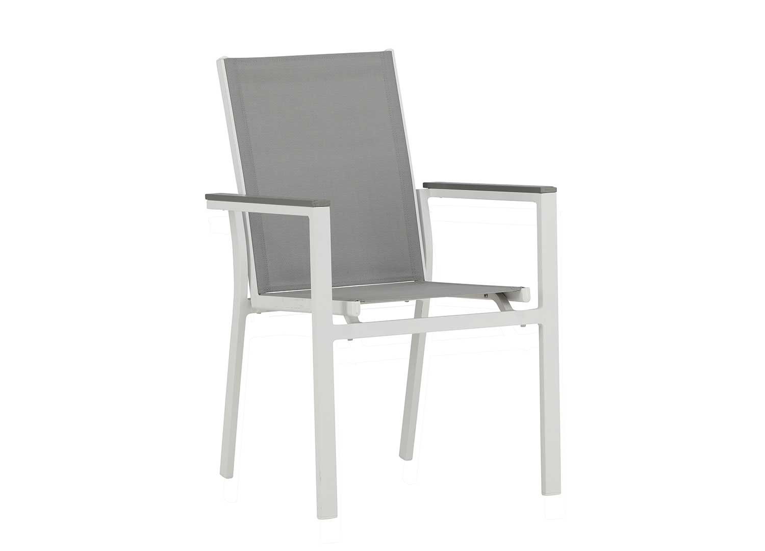 Lot de 2 fauteuils de jardin empilables gris et blanc
