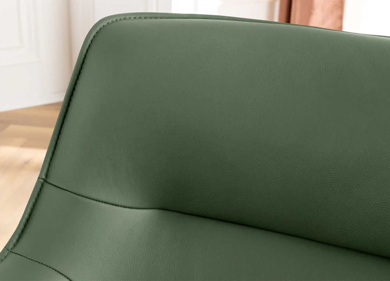 Lot de 2 fauteuils pivotants en cuir et tissu vert Darek