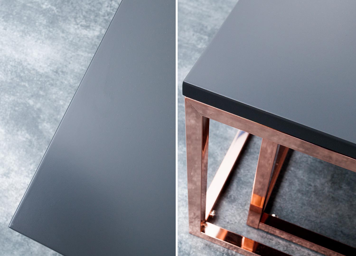 Lot de 2 table basse gigogne carrée anthracite et cuivré