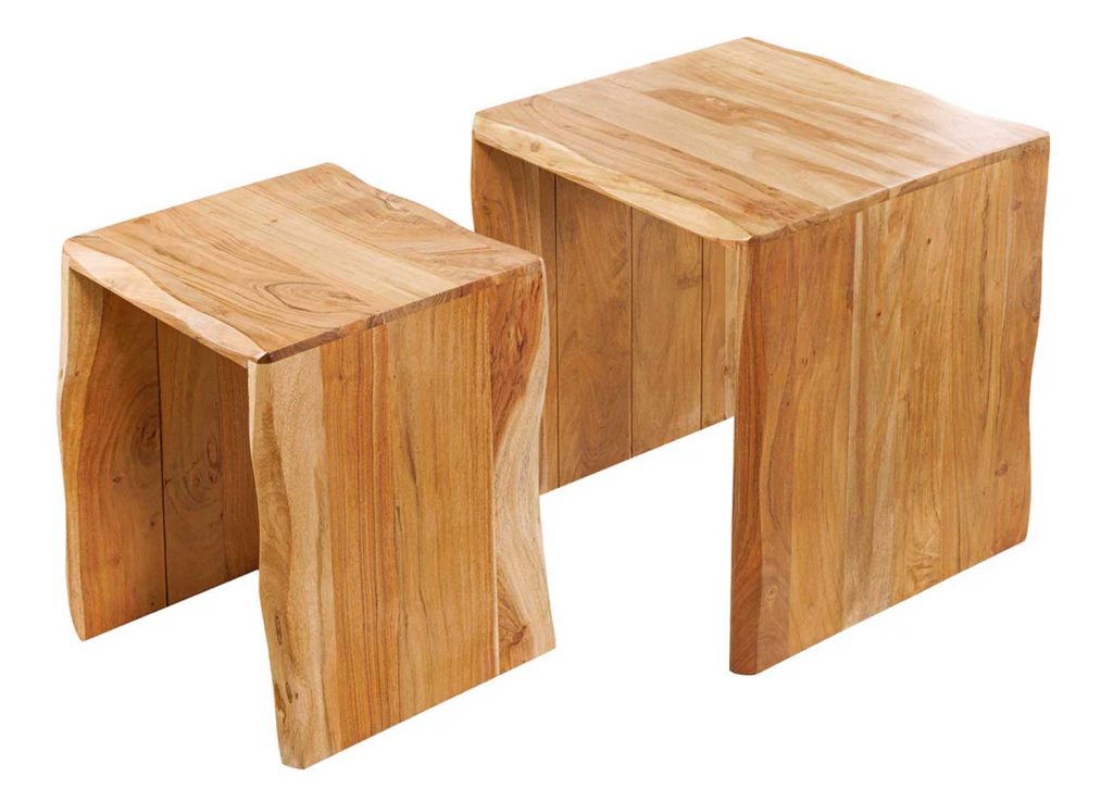 Lot de 2 tables d'appoint en acacia naturel Vael