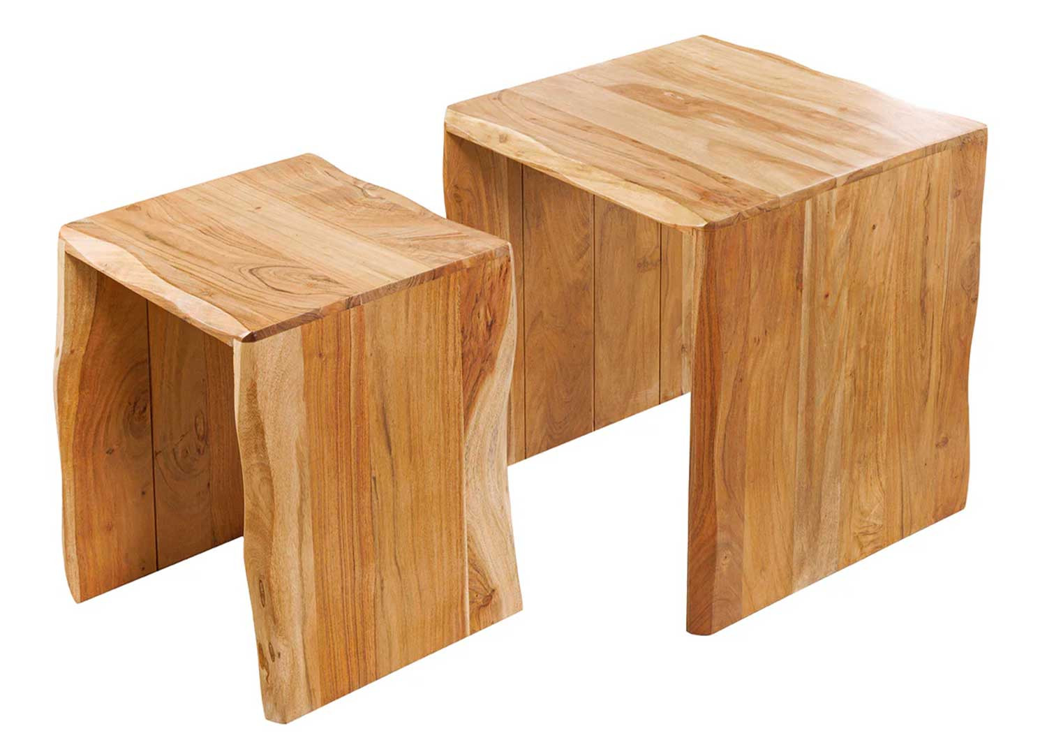 Lot de 2 tables d'appoint en acacia naturel Vael