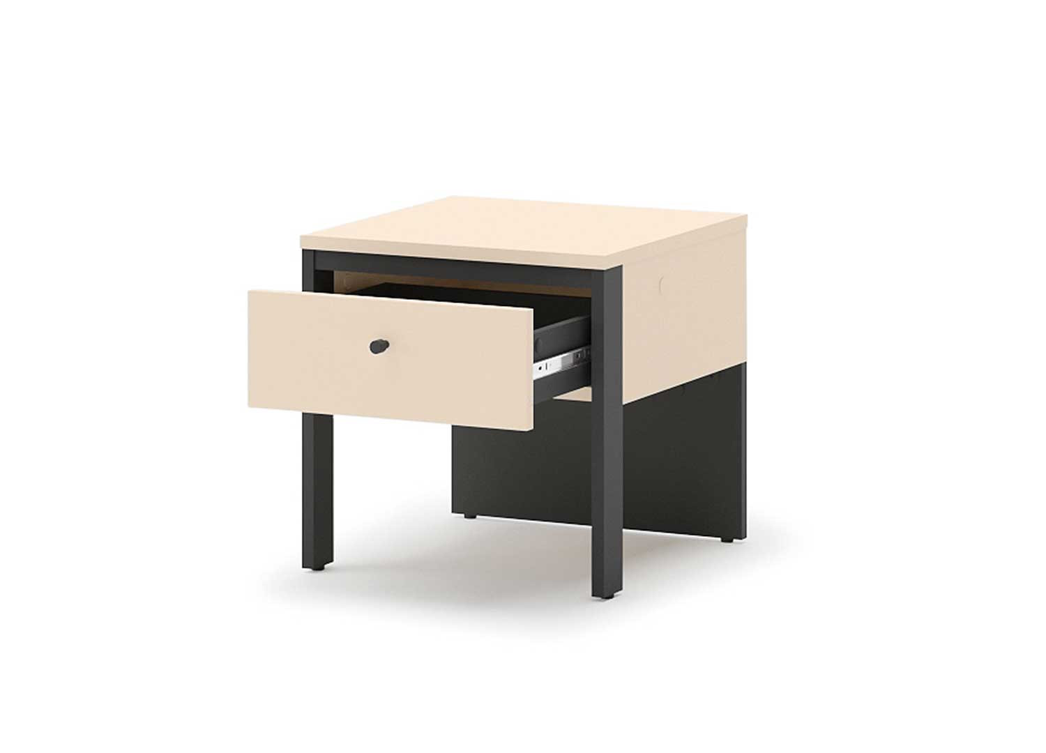 Lot de 2 tables de chevet beige et noir Natura