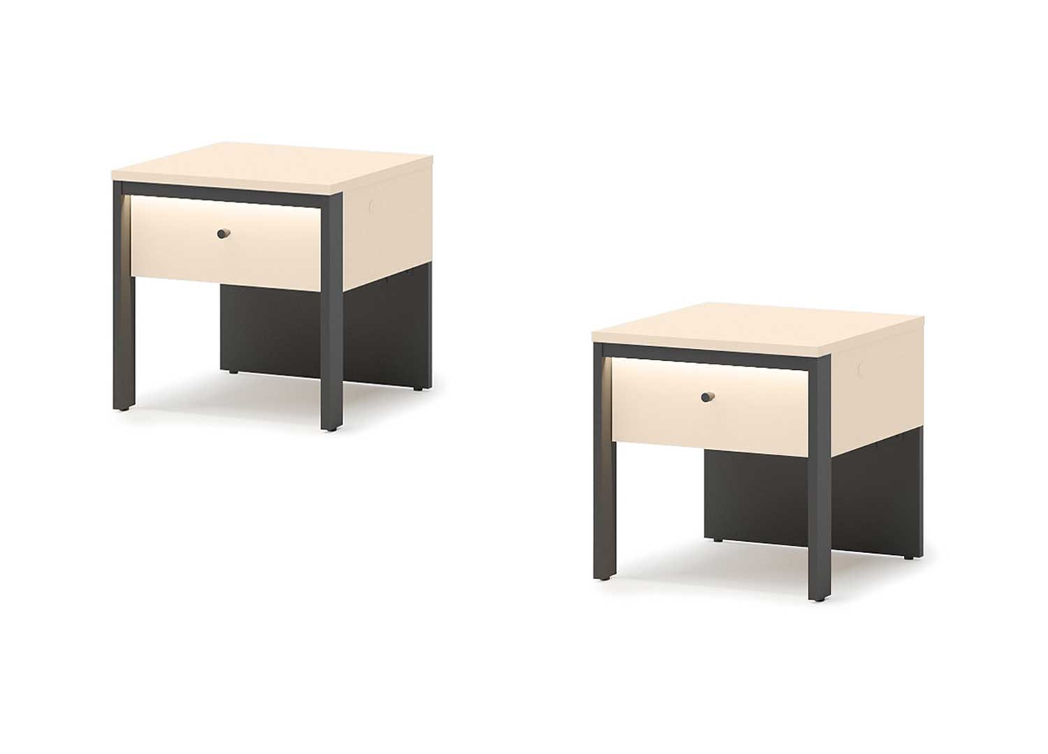 Lot de 2 tables de chevet beige et noir Natura