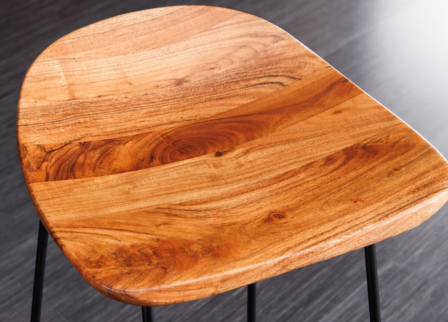 Lot de 2 tabourets de bar en acacia et métal Nivor