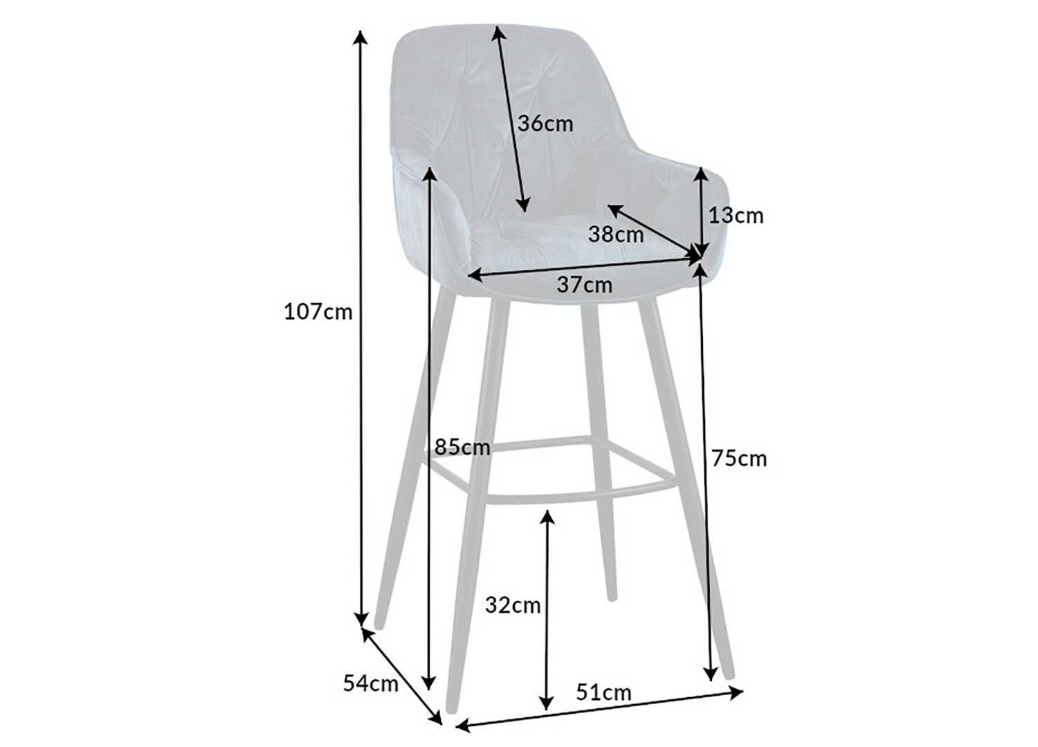 Lot de 2 tabourets de bar en velours bleu