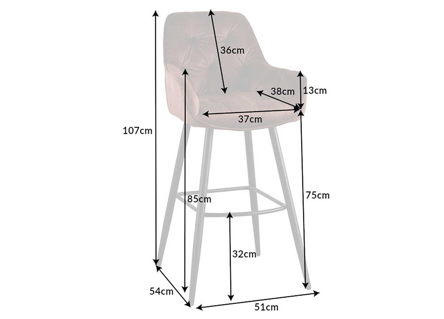 Lot de 2 tabourets de bar en velours marron