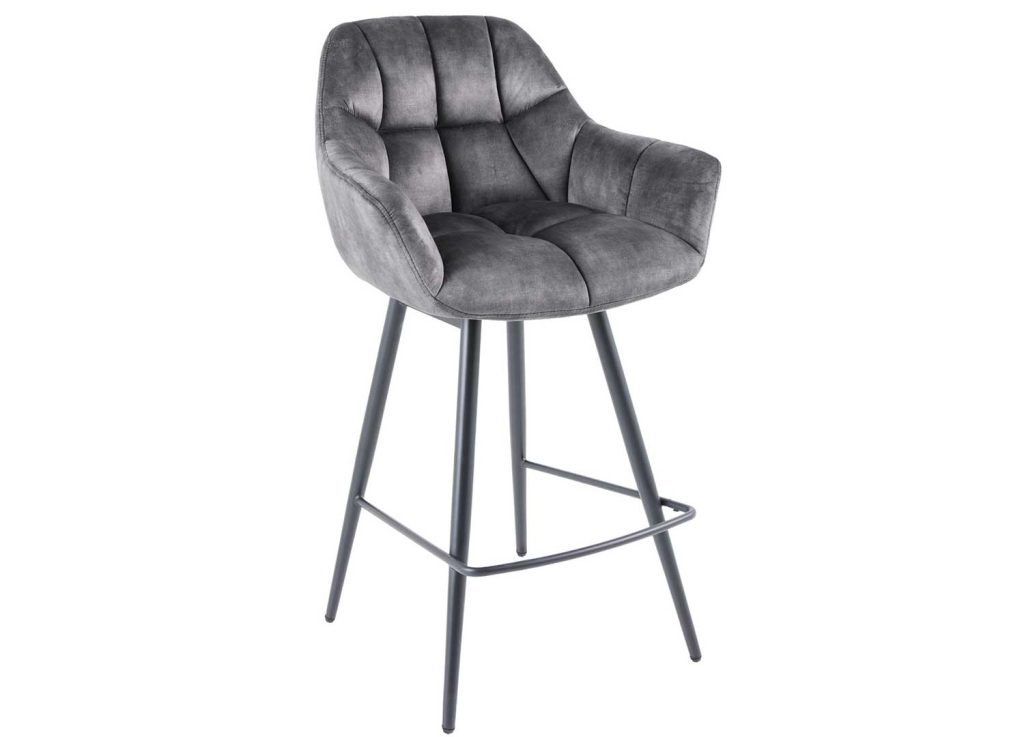 Lot de 2 tabouret de bar papillon velours gris