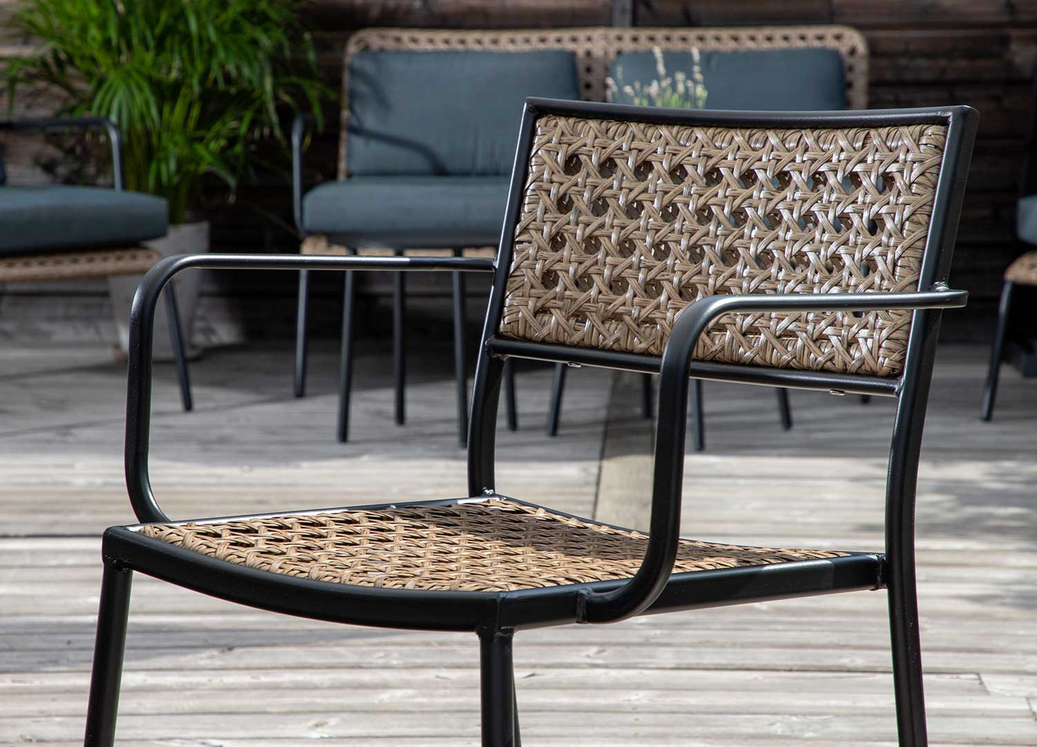 Lot de 4 chaises de jardin empilables rotin synthétique