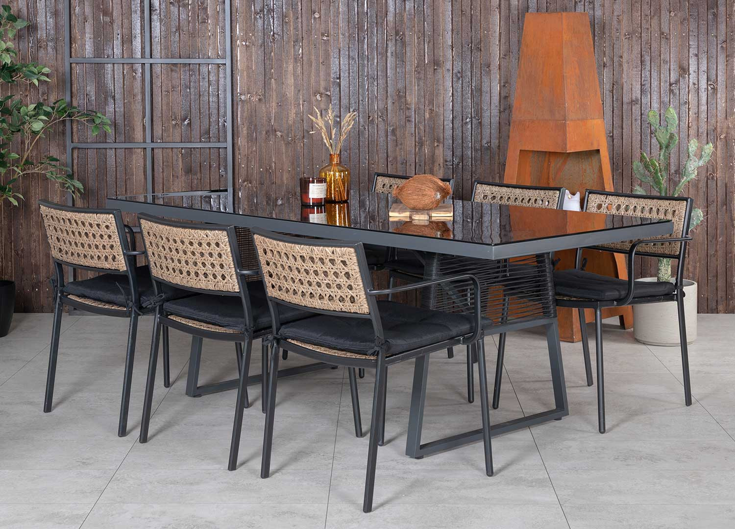 Lot de 4 chaises de jardin empilables rotin synthétique