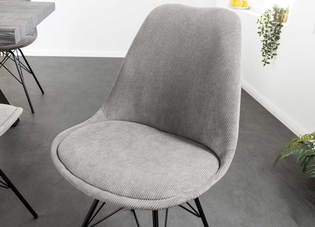 Lot de 4 chaises en velours côtelé gris