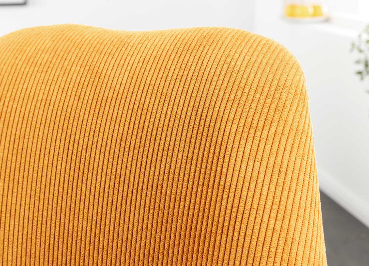 Lot de 4 chaises en velours côtelé jaune