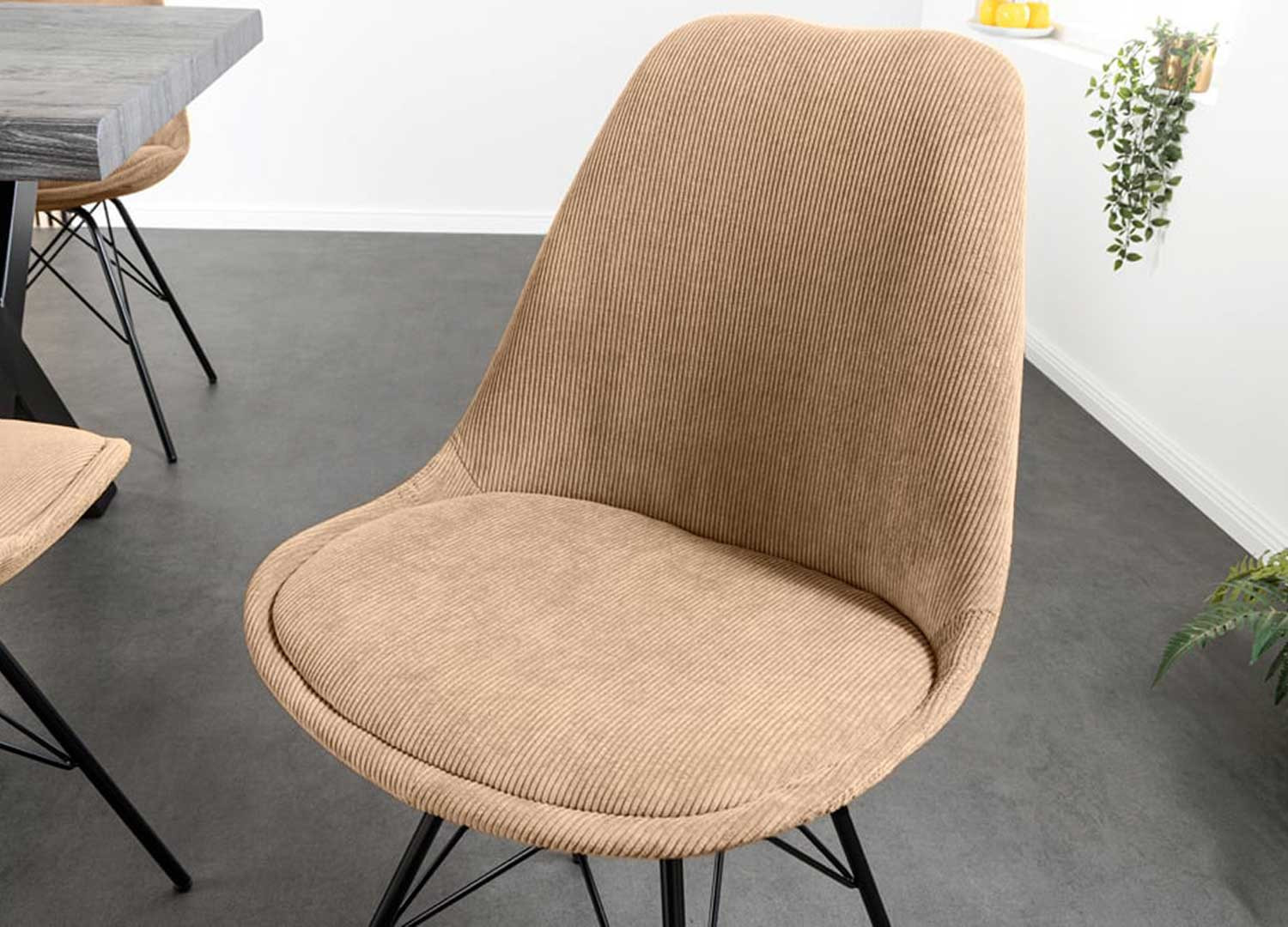 Lot de 4 chaises en velours côtelé marron