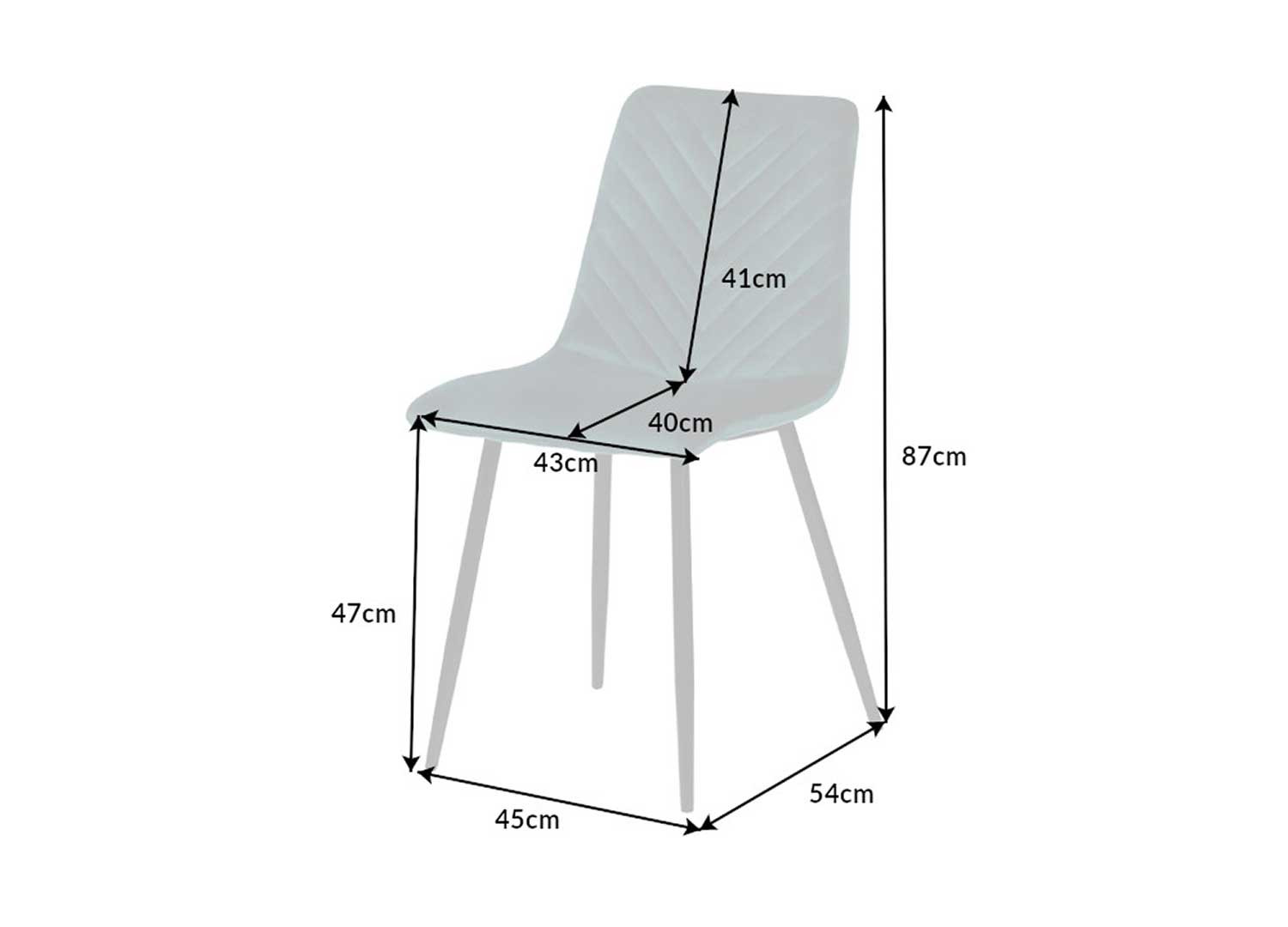 Lot de 4 chaises en velours gris