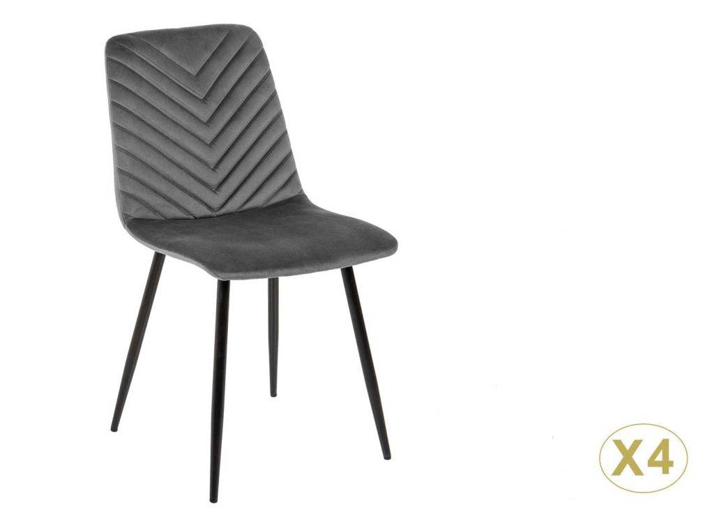 Lot de 4 chaises en velours gris
