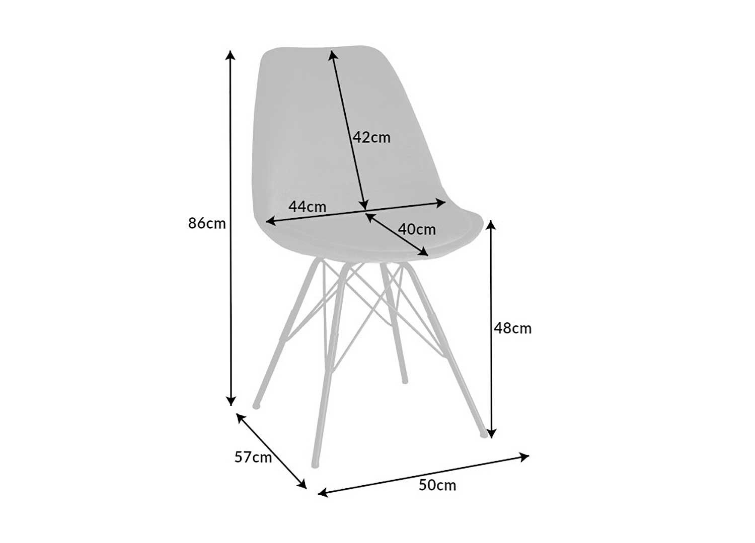 Lot de 4 chaises en velours gris et pieds eiffel en métal noir