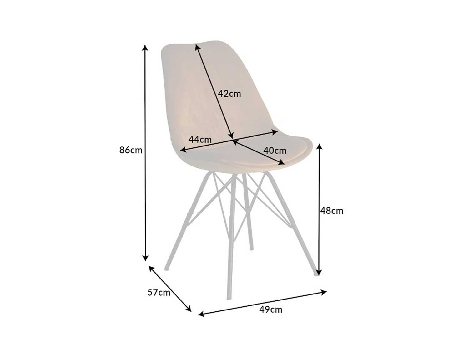 Lot de 4 chaises en velours jaune et pieds eiffel en métal noir