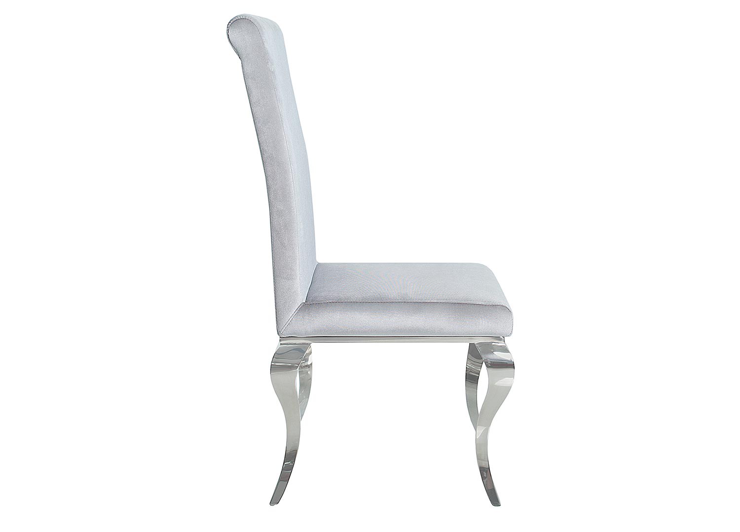 Lot de 4 chaises velours gris style baroque et pied argenté poli