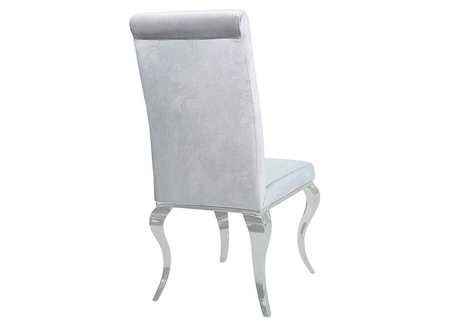 Lot de 4 chaises velours gris style baroque et pied argenté poli