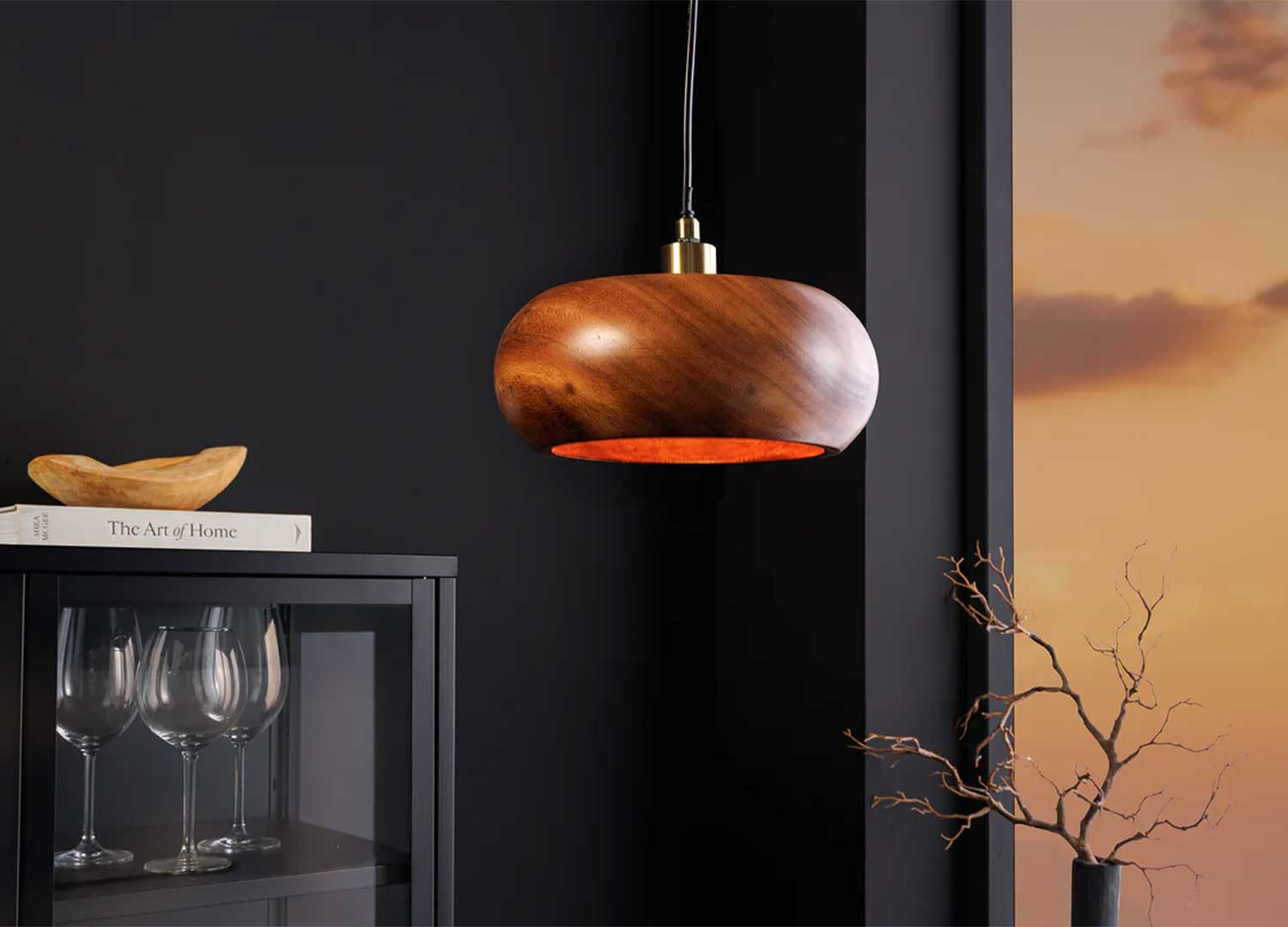 Luminaire suspendu en bois massif Soluna