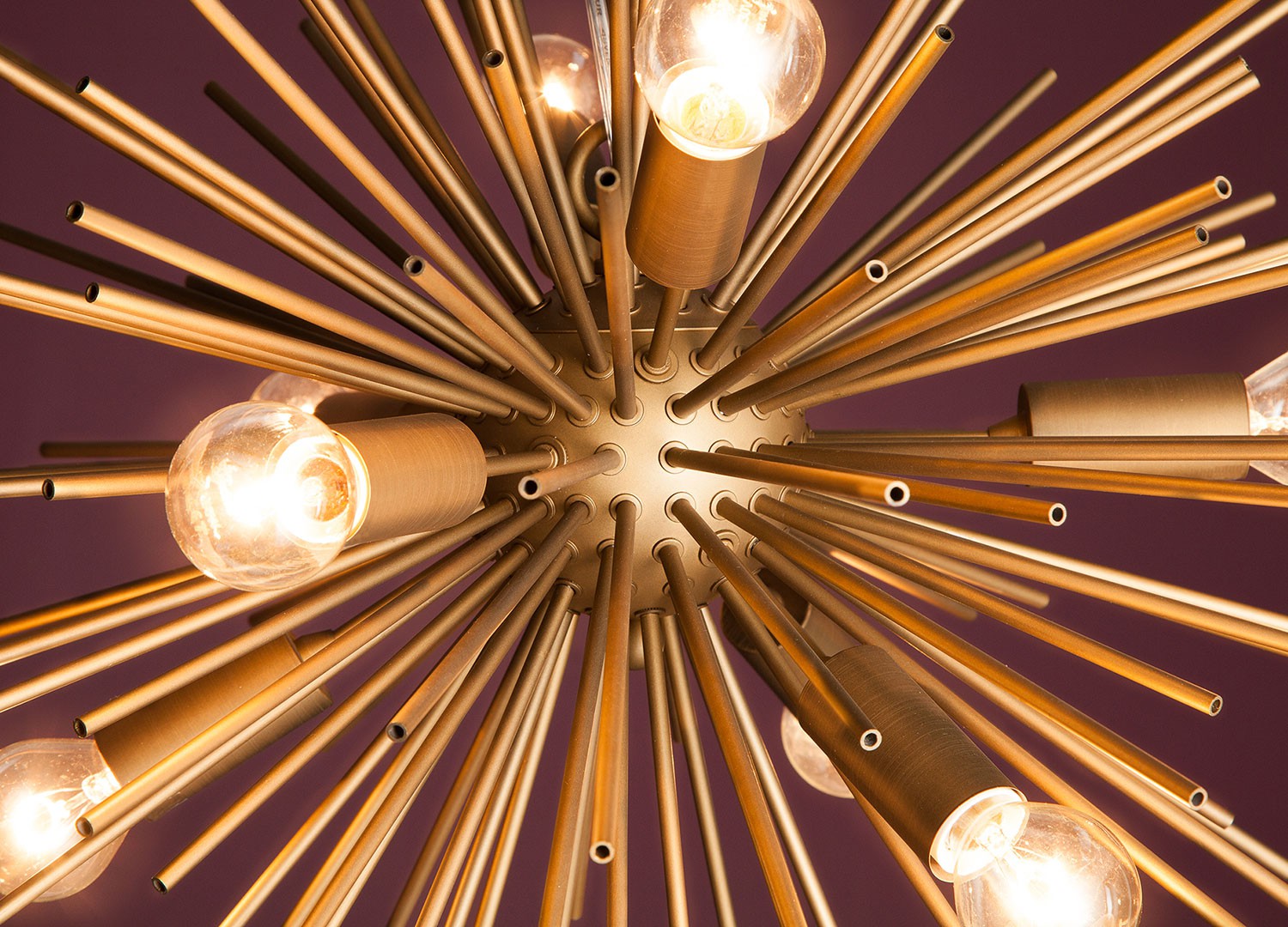 Luminaire suspension soleil métal doré