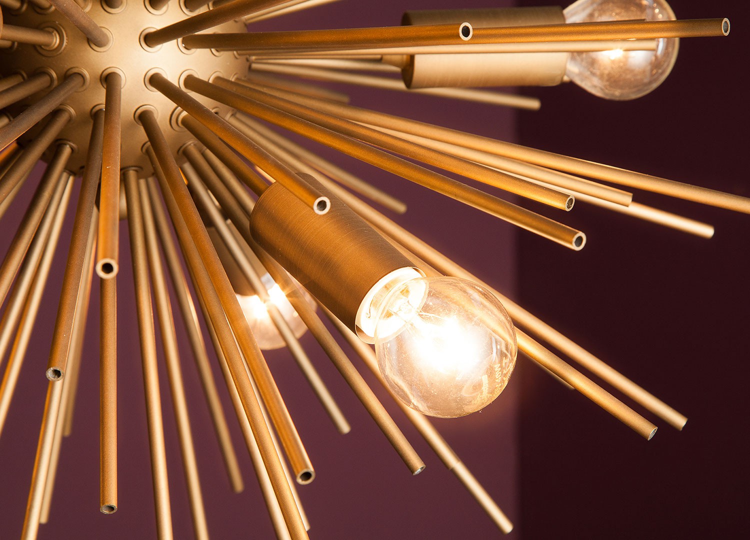 Luminaire suspension soleil métal doré