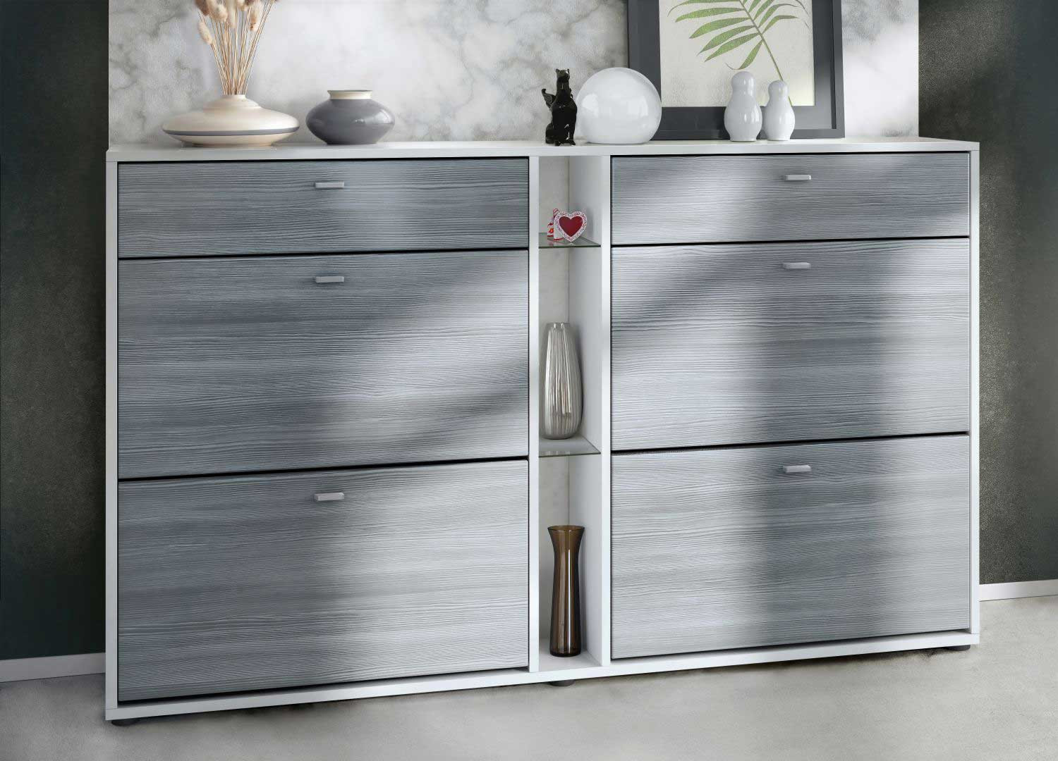 Meuble à chaussures avec rangement 155 cm anthracite et blanc