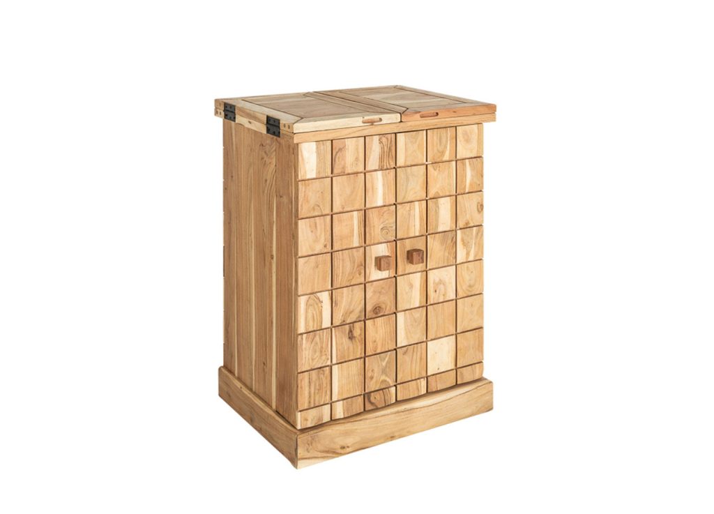 Meuble bar en bois d'acacia 2 portes avec rangements