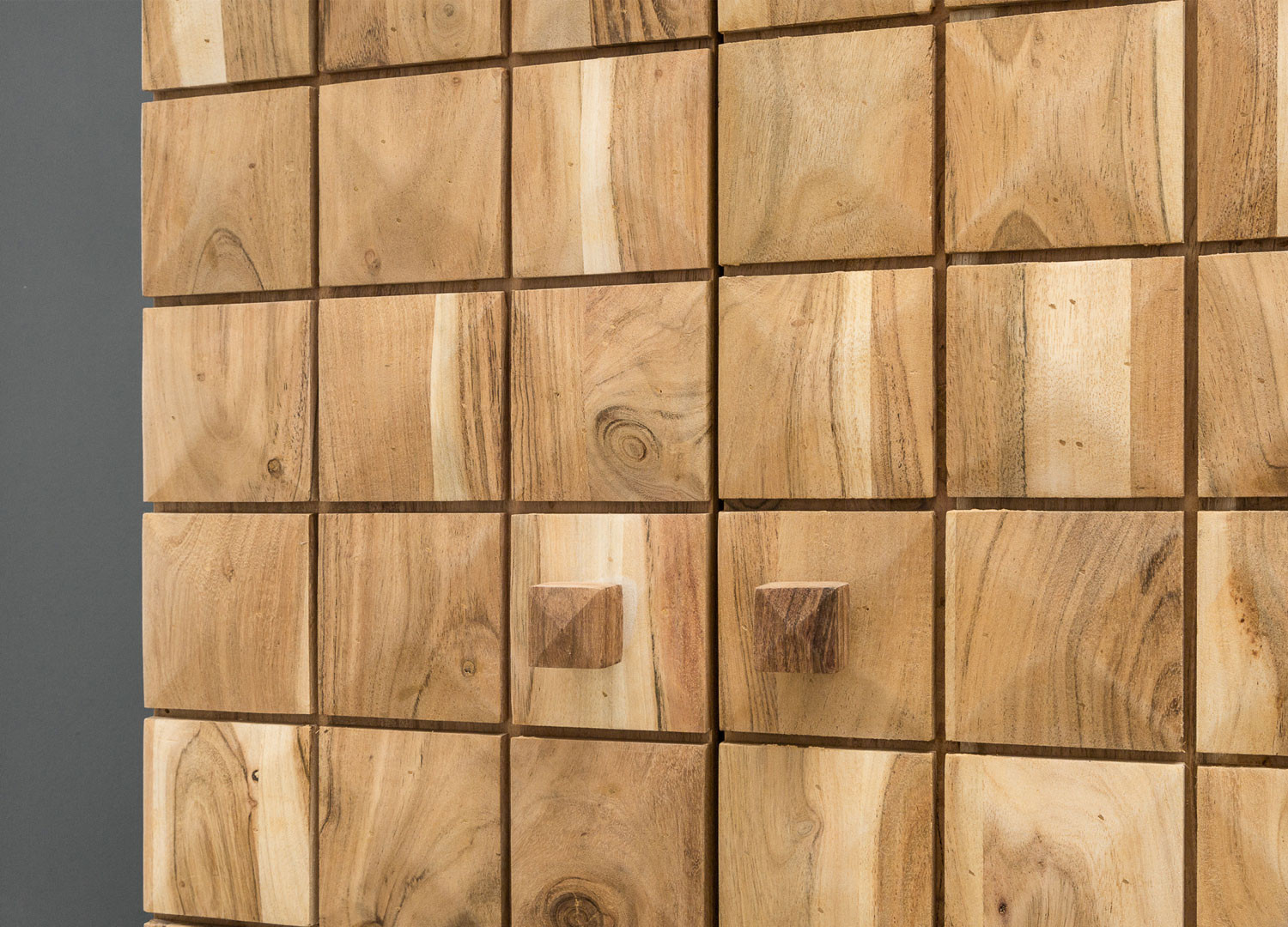 Meuble bar en bois d'acacia 2 portes avec rangements