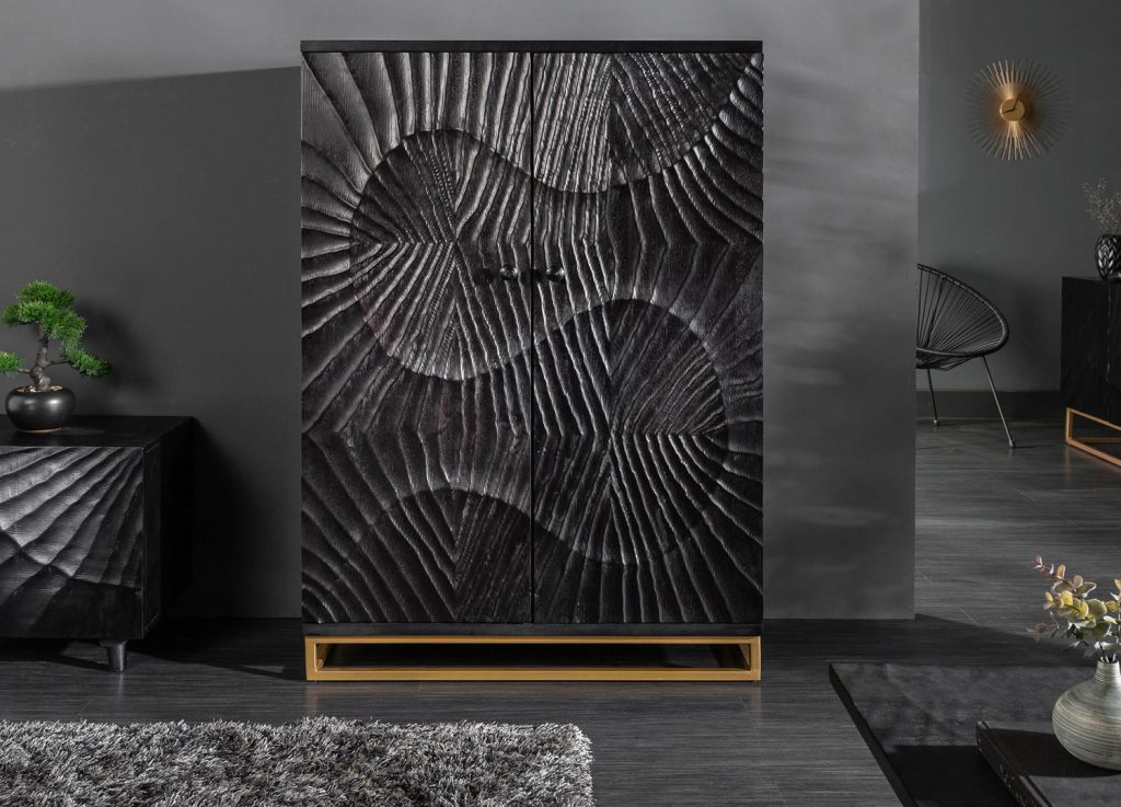 Meuble bar moderne avec rangement en bois massif