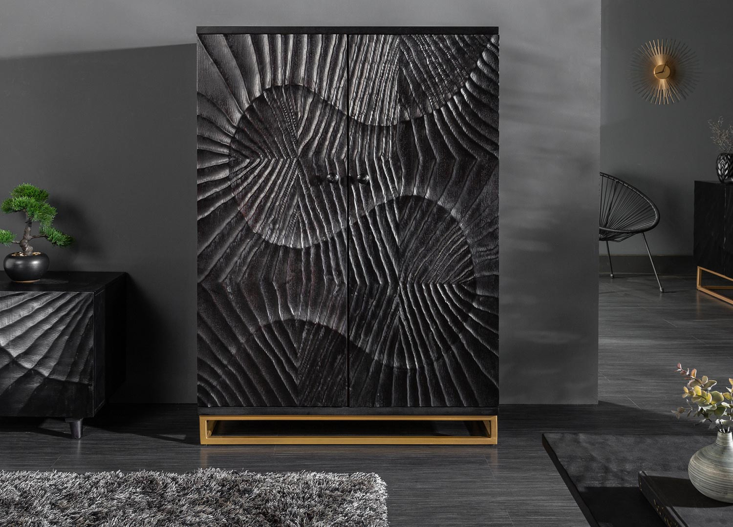 Meuble bar moderne avec rangement en bois massif