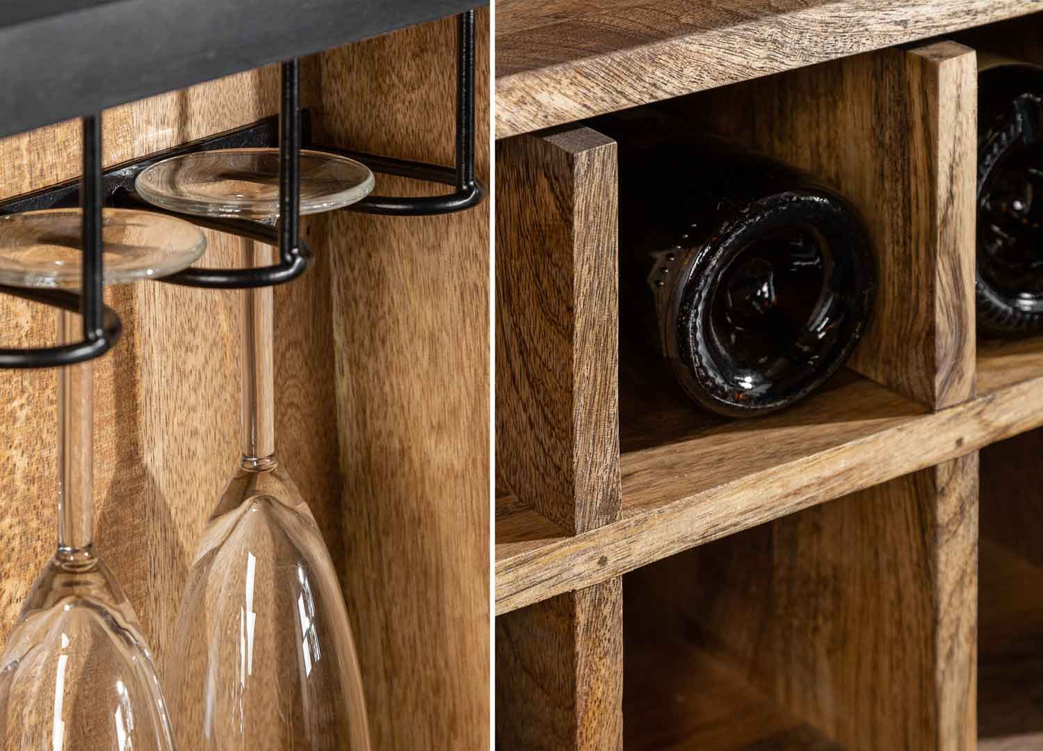 Meuble bar moderne avec rangement en bois massif
