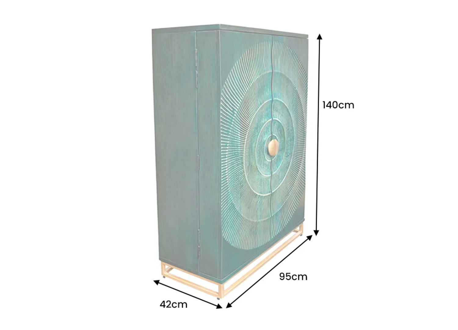 Dimensions du meuble bar Sunset 140 cm en manguier massif