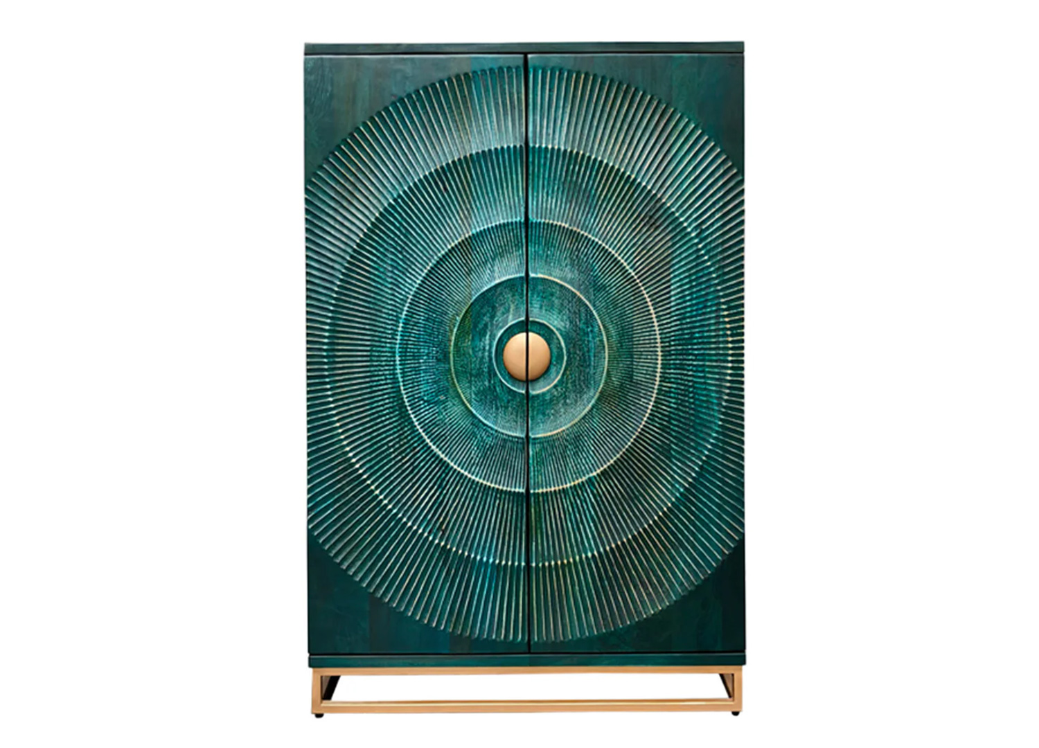Meuble bar Sunset en bois de manguier massif turquoise