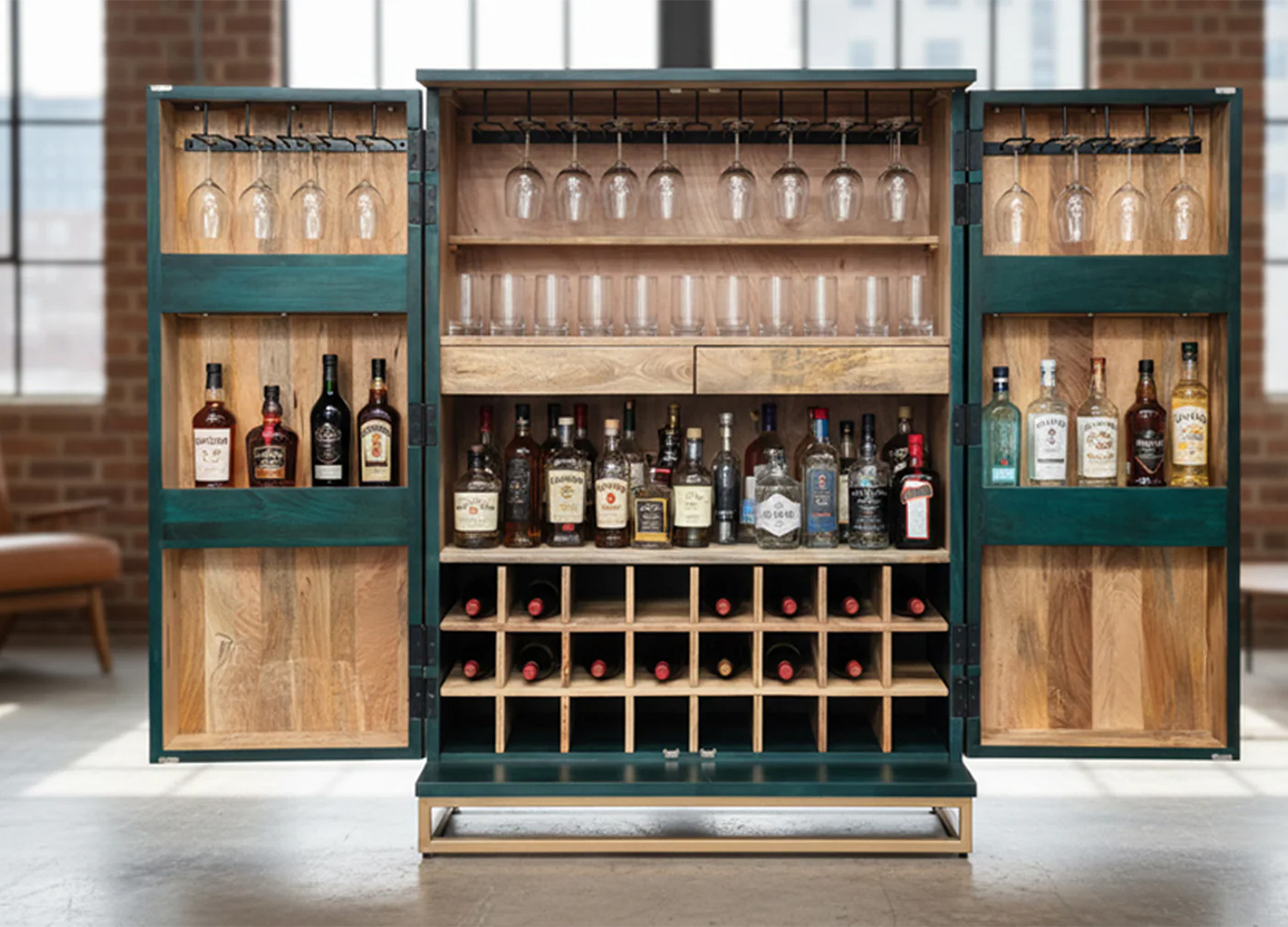 Meuble bar Sunset avec rangements pour bouteilles