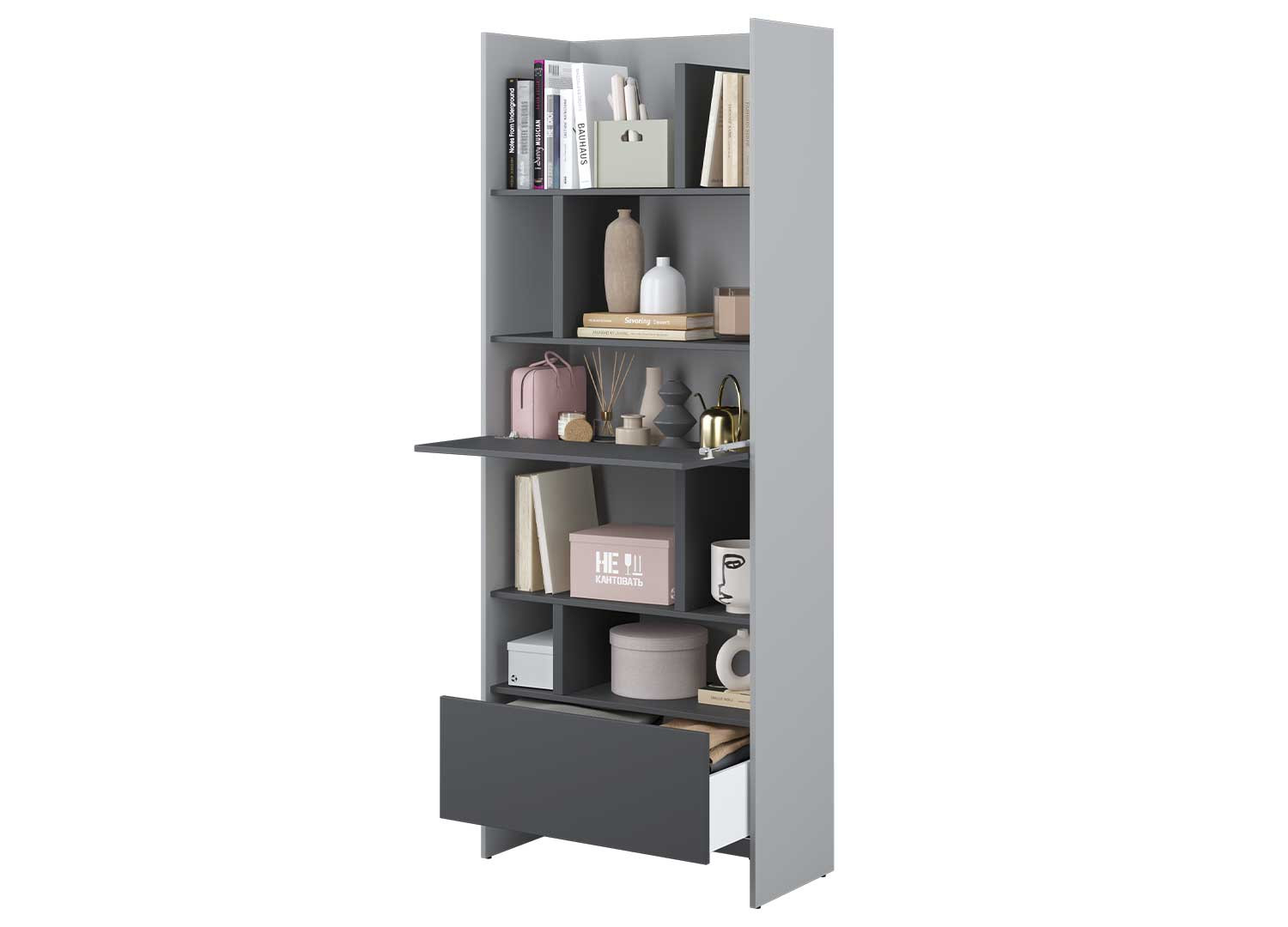 Meuble bibliothèque gris et graphite Bed Concept